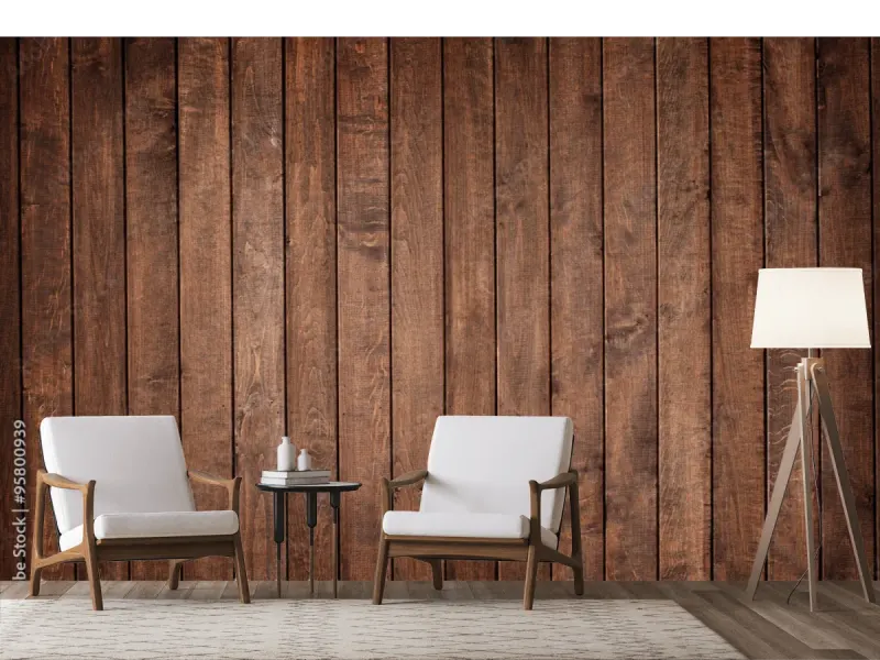 Mural Wood Essence Café Oscuro decorativo para pared sala o recámara