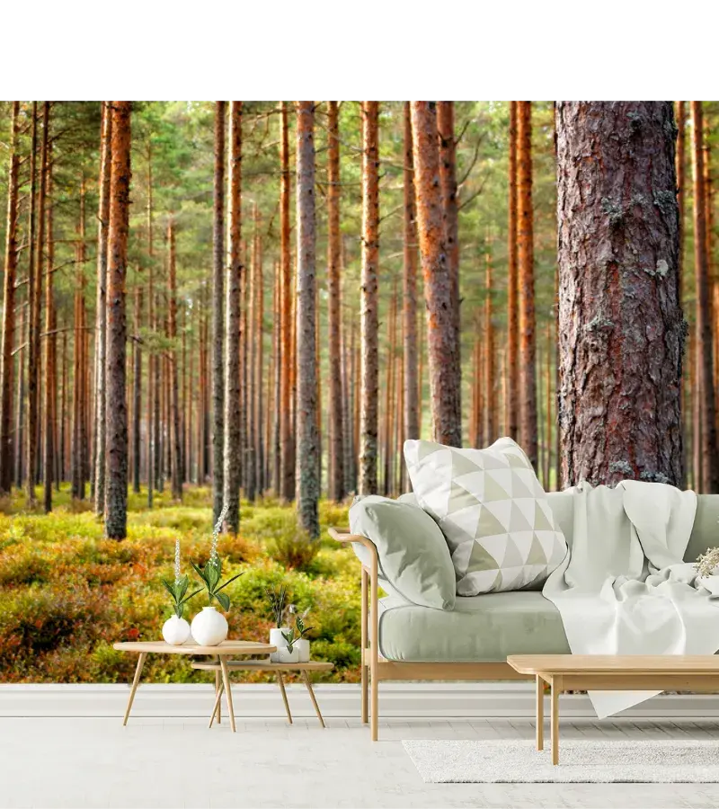 Mural Bosque Místico Relajante para decoración de sala - Vinil o Tapiz