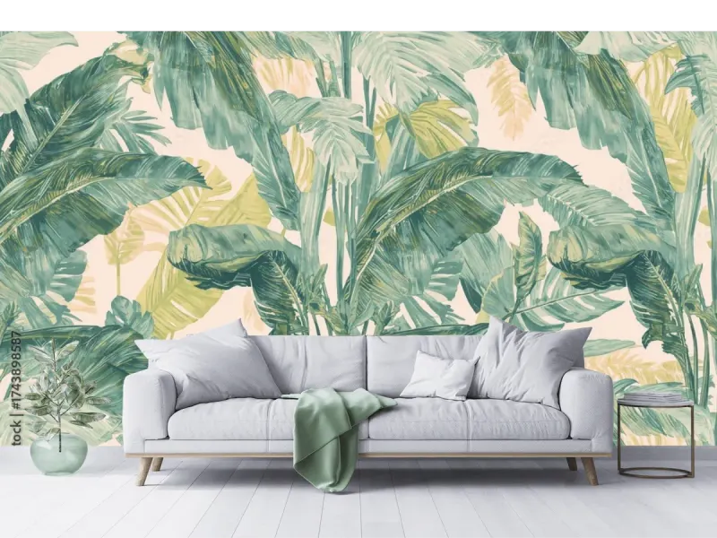 Mural Botánico Tropical Hoja Plena para Pared - Vinil Arquitectónico & Papel Tapiz