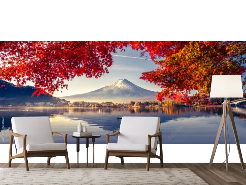 Mural Lago y Montaña Fuji Otoño | Fotomural Decorativo Personalizado