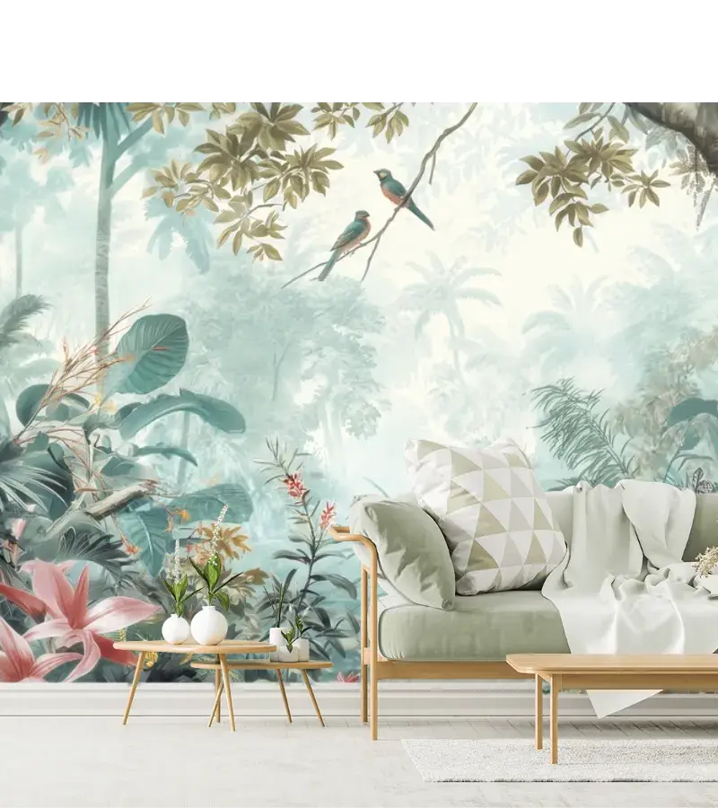 Mural Esencia Tropical para sala o recámara, papel tapiz decorativo personalizable