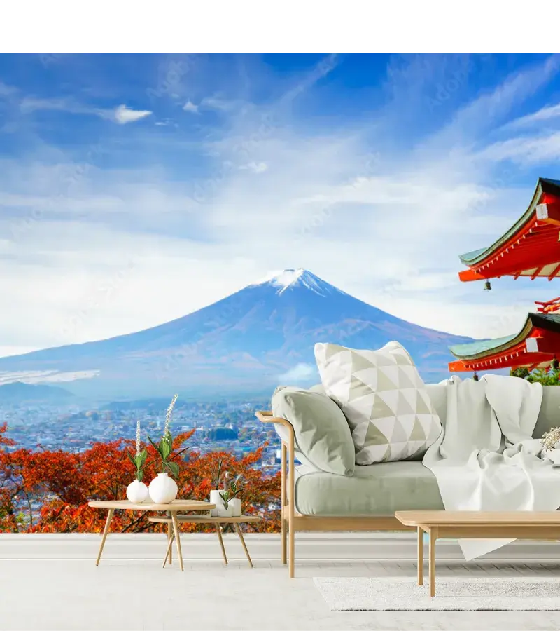 Mural Fuji Esplendor Japonés en Vinil o Papel Tapiz Decorativo