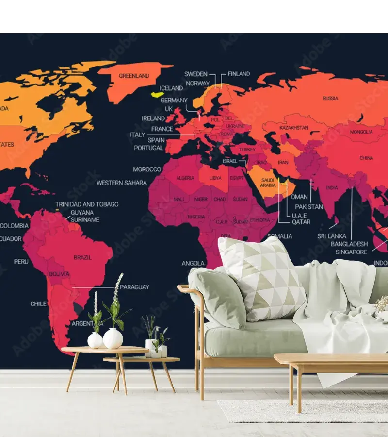 Mural Mapamundi Energía Global Vinil o Papel Tapiz