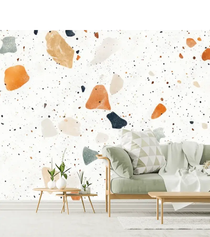 Mural Terrazzo Moderno Cálido para Decoración de Sala y Cocina