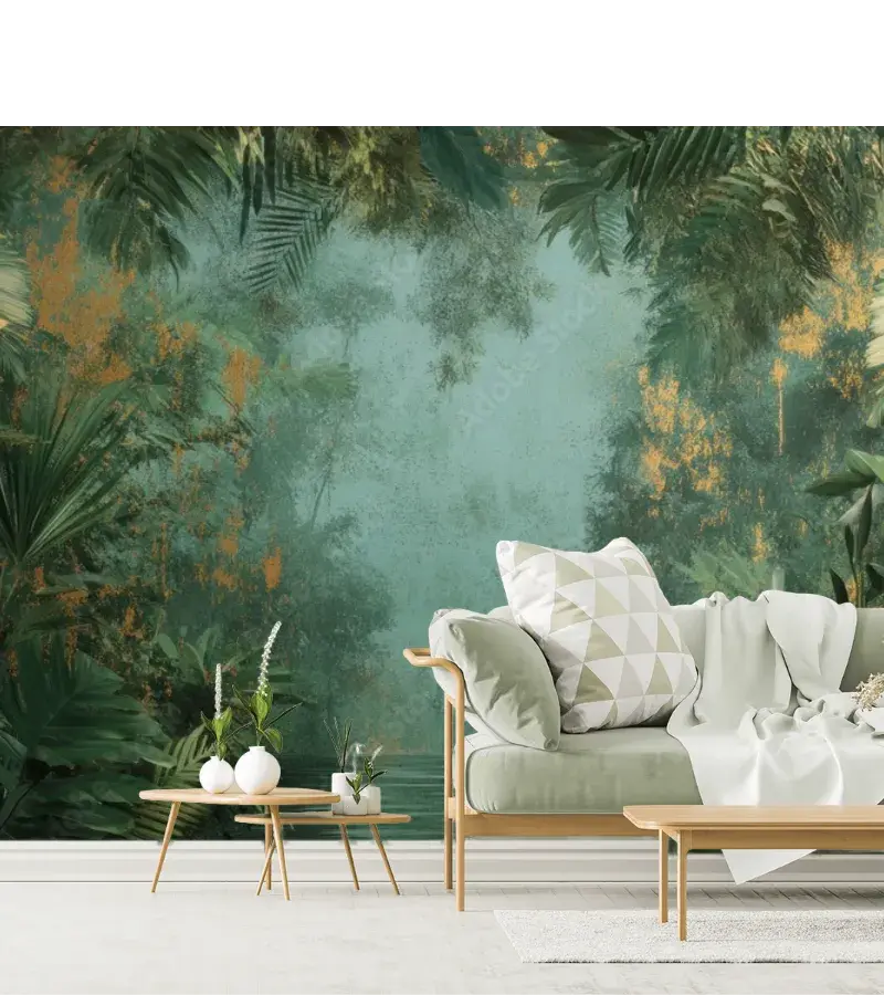 Mural Tropical Oasis Verde – Fotomural Decorativo para Pared