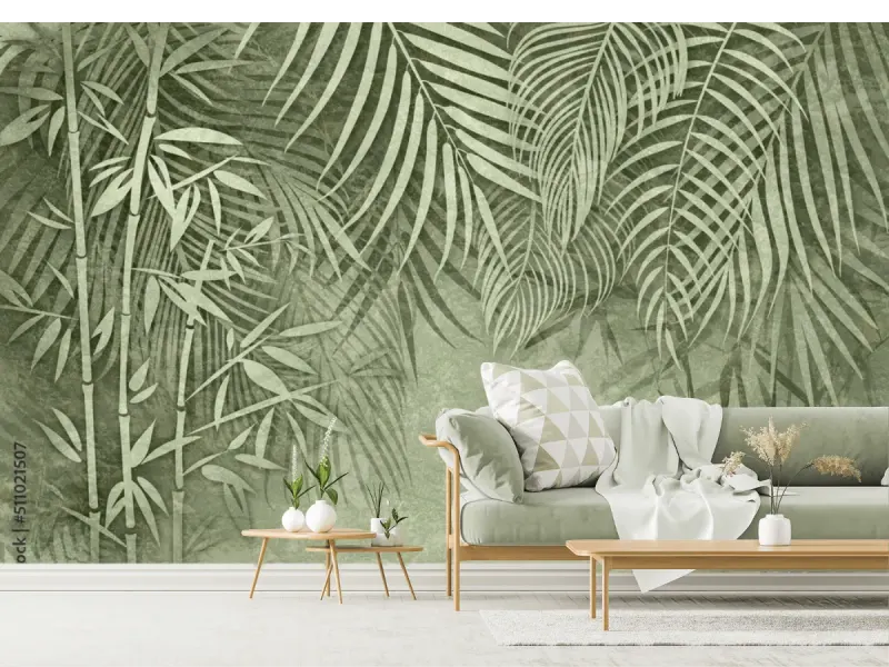 Mural Tropical Bambú Sereno vinil arquitectónico - mural de pared decorativo