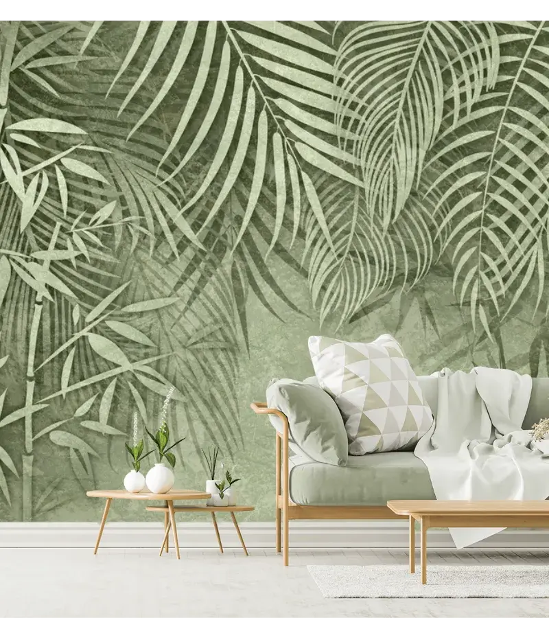 Mural Tropical Bambú Sereno vinil arquitectónico - mural de pared decorativo