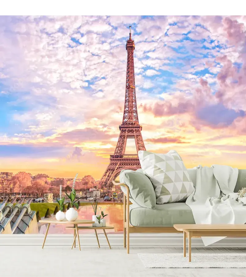 Fotomural Modelo París Romance en Vinil Arquitectónico, Papel Tapiz o Mural Para Sala
