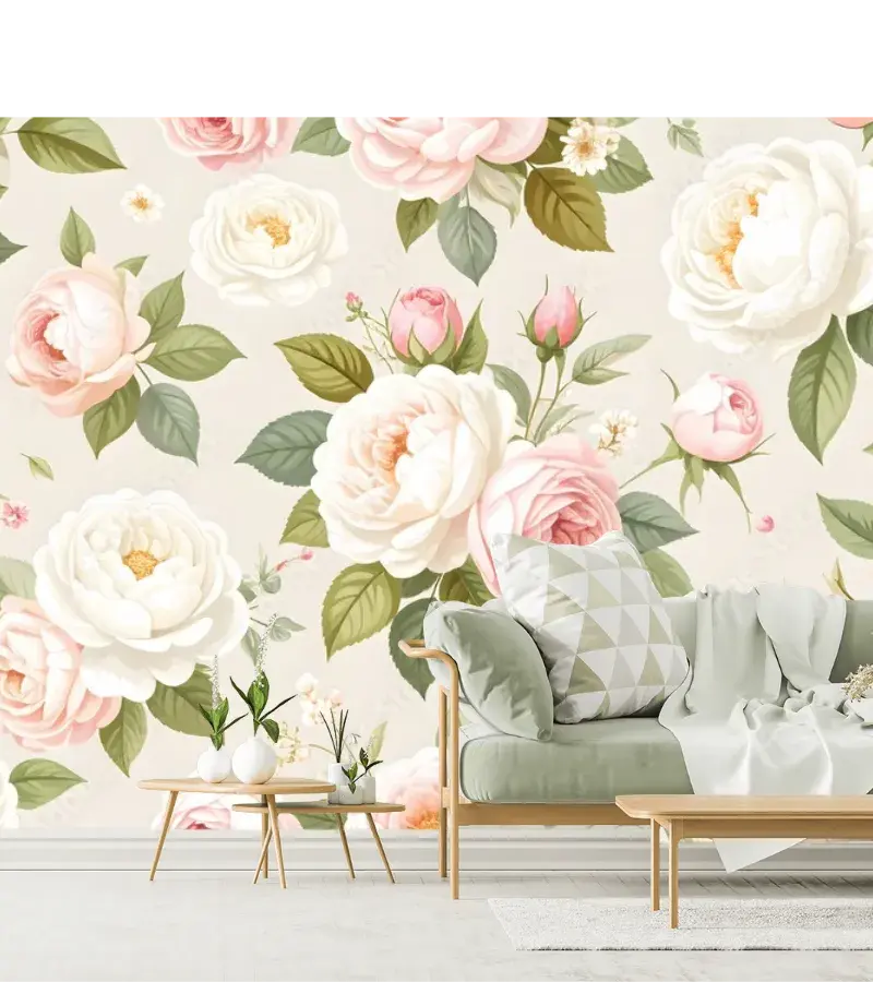 Mural Rosas Vintage Elegancia Floral Vinil Arquitectónico
