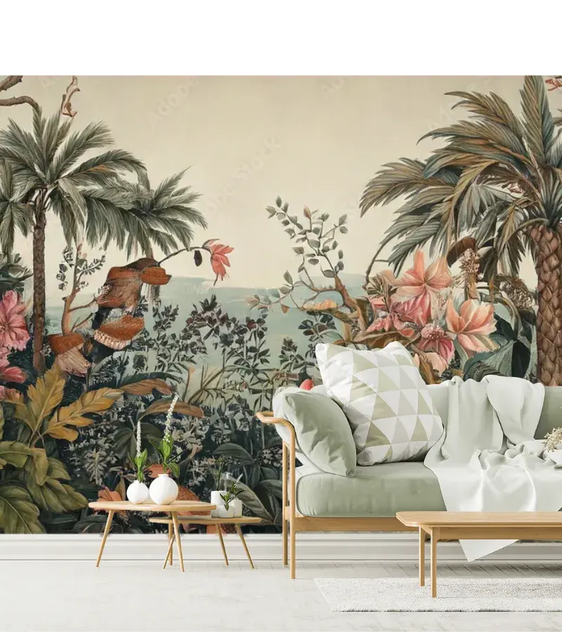 Mural Oasis Tropical Encantado para Sala
