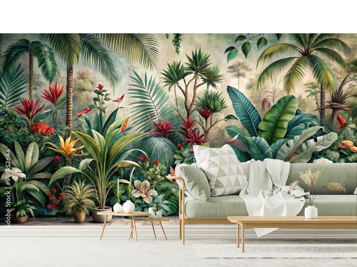 Mural Tropical Oasis Verde - Fotomural Decorativo para Pared