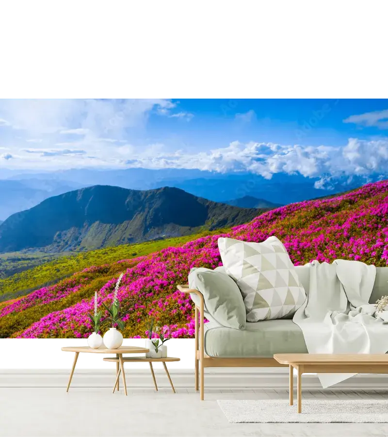 Mural Flores de Montaña Primavera – Fotomural Decorativo para Sala o Recámara