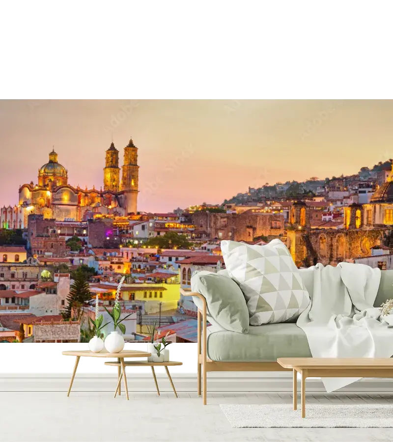Mural Taxco Esplendor Colonial para Decoración de Sala - Vinil, Papel Tapiz