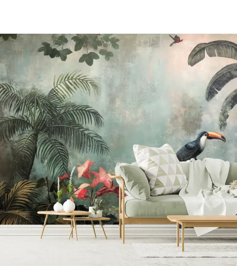 Mural Exótico Tucán Tropical para Sala - Vinil, Papel Tapiz o Contract