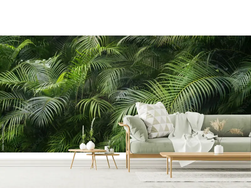 Mural Oasis Esmeralda para decoración de sala - Vinil Arquitectónico/Papel Tapiz