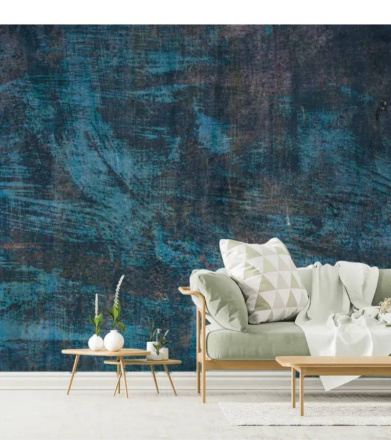 Mural Azul Profundo Industrial para Decoración de Interiores en Vinil