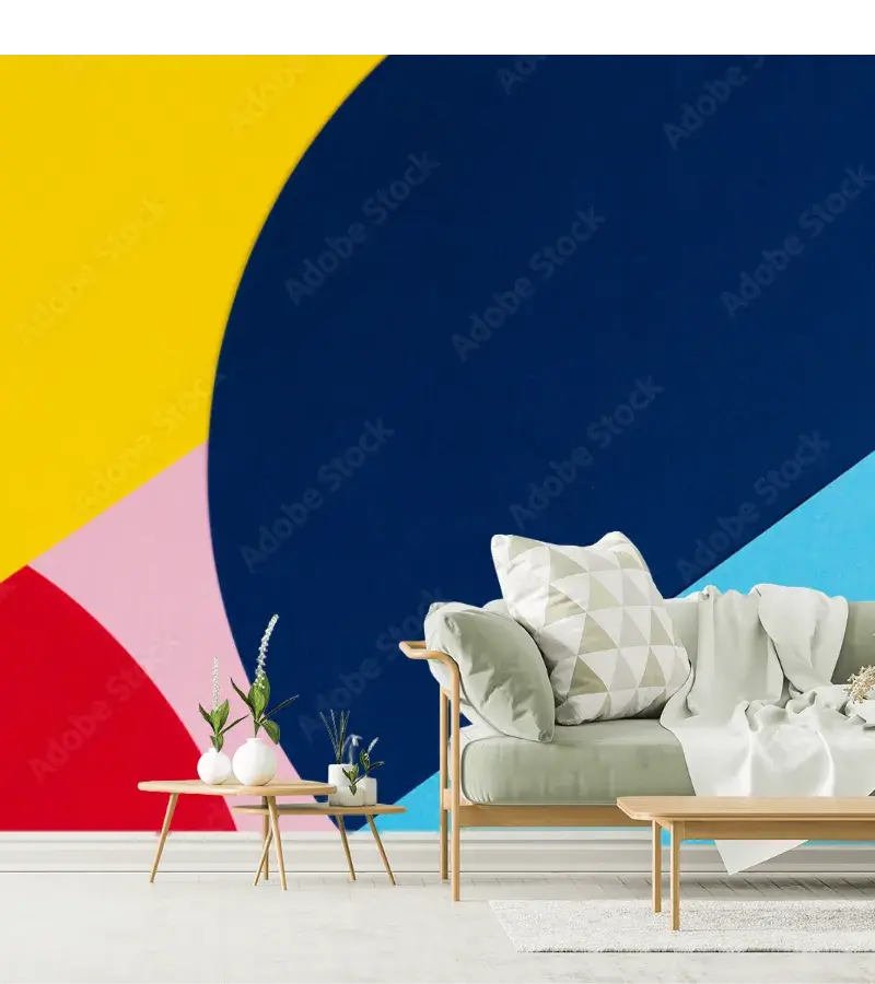 Mural Geométrico Prisma Vibrante para Decoración de Sala y Oficina