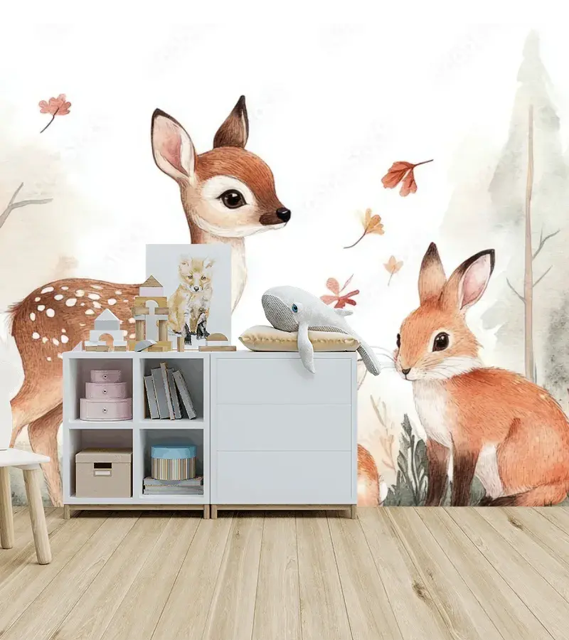 Mural Bosque Encantado Infantil - Fotomural Personalizado Vinil/Papel Tapiz