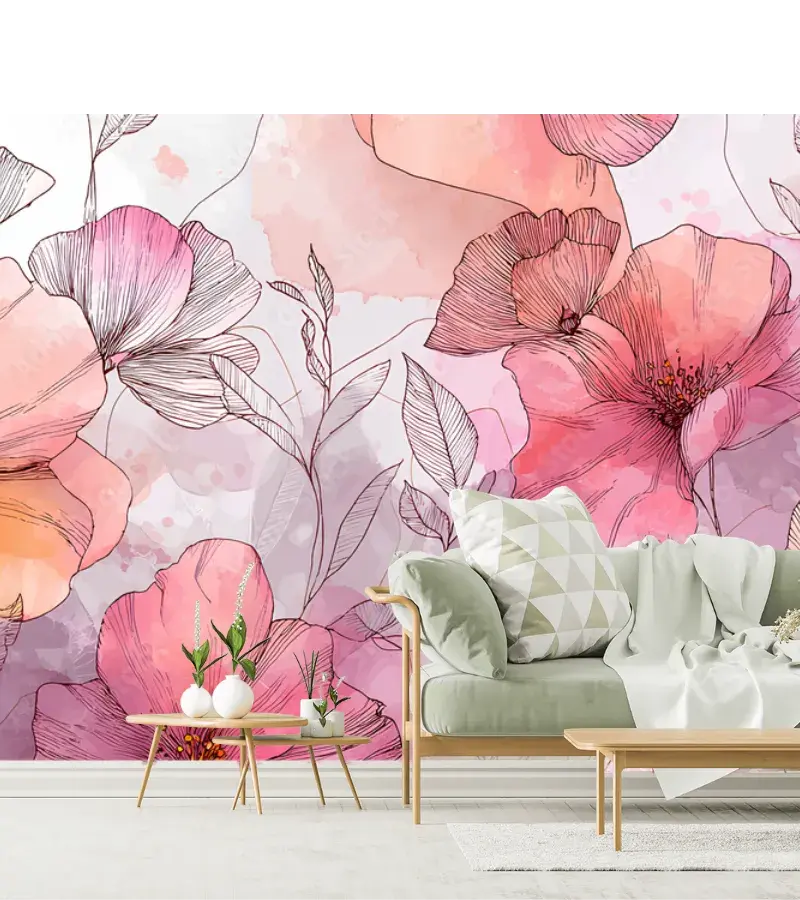 Mural Botánico Serenata Floral, mural de pared elegante y moderno