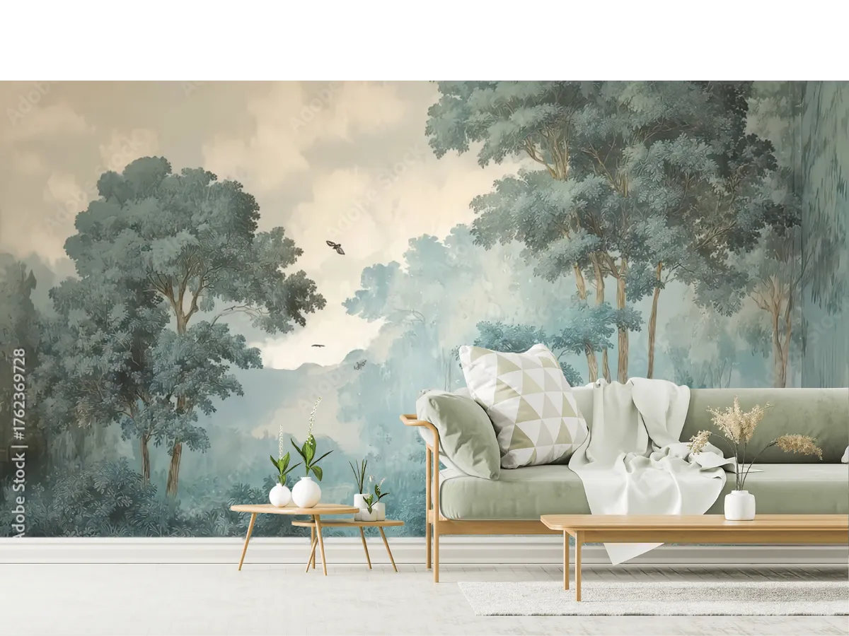 Mural Bosque Místico Azul - Fotomural decorativo vinil arquitectónico, papel tapiz y contract