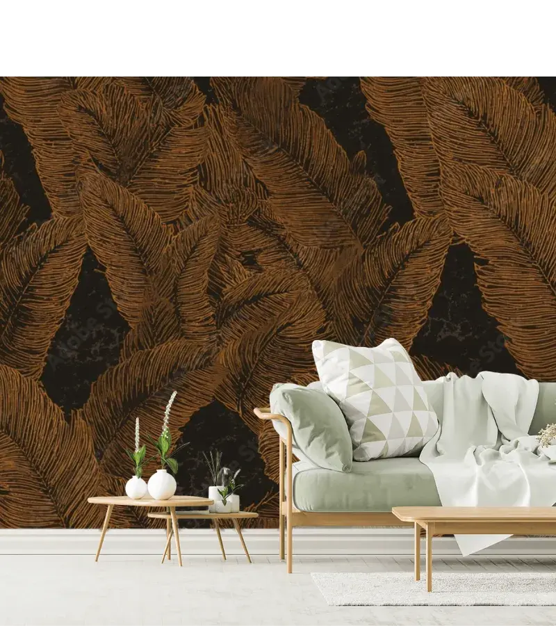 Mural Hoja Viento Cobre para Decoración de Sala y Estancia