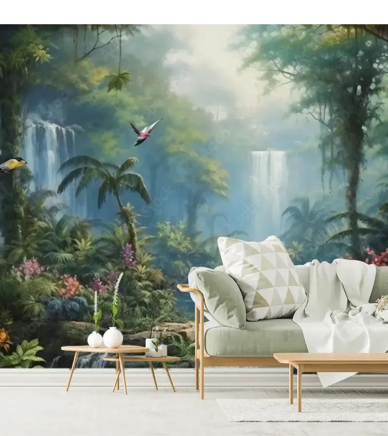 Mural Bosque Encantado con Cascadas para sala o recámara - Fotomural personalizado