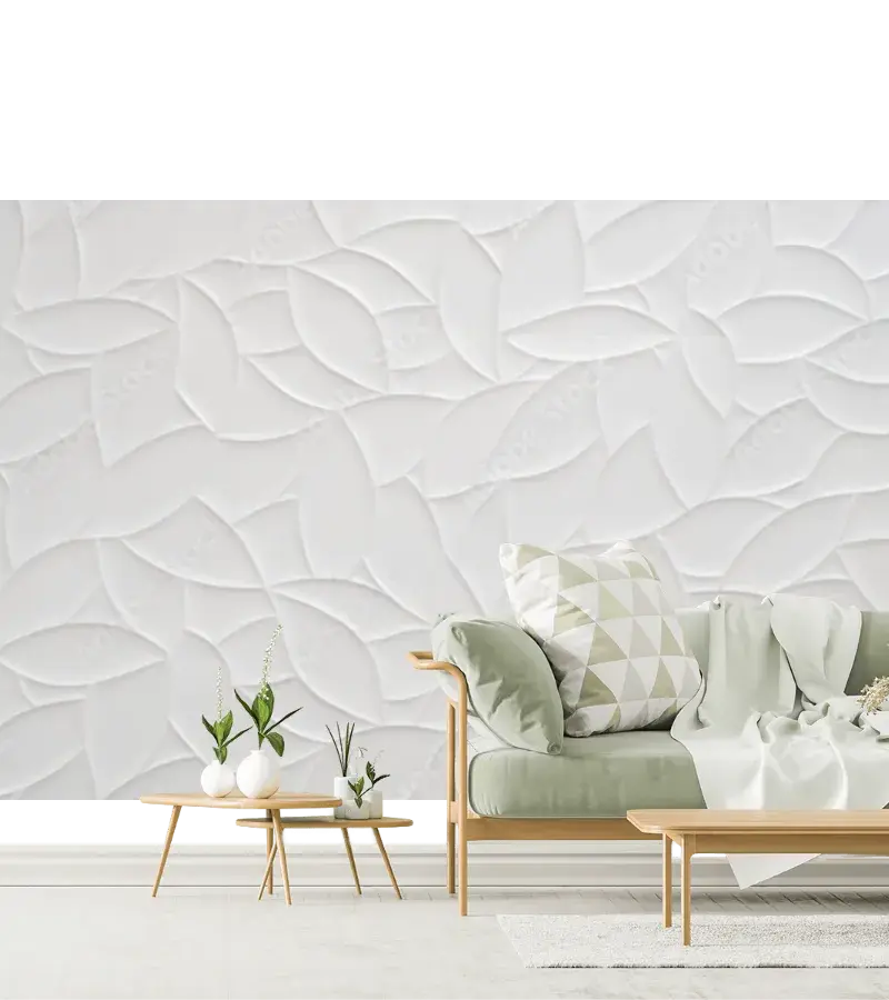 Modelo Mural Hoja Serena textura 3D para decoración mural de sala y recámaras