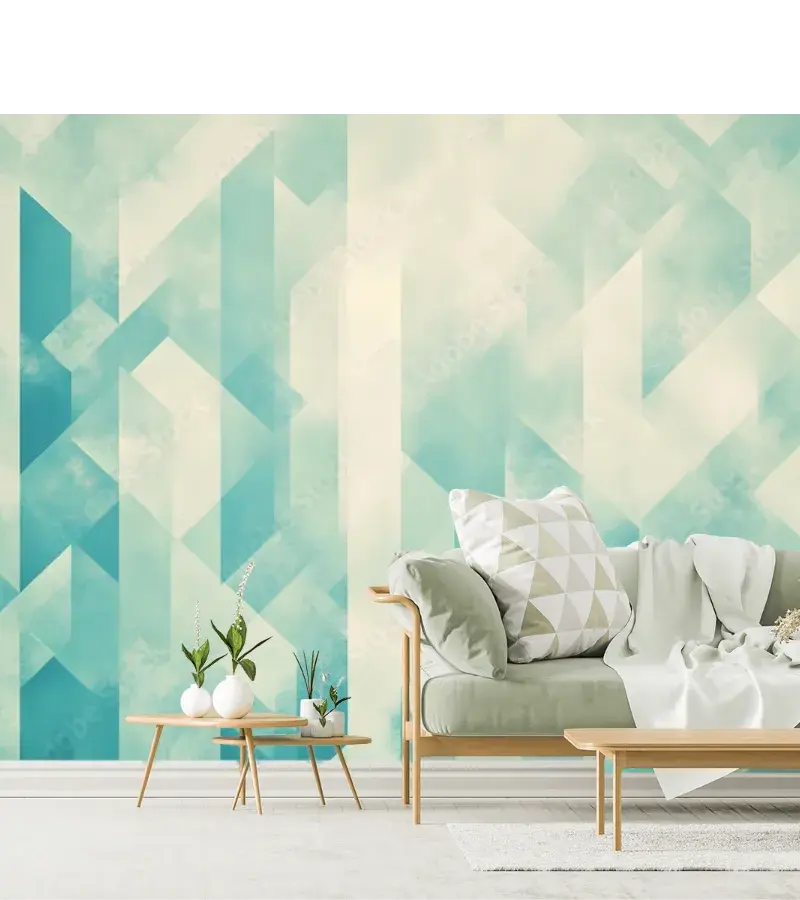 Mural Geométrico Sueño Celeste para muro en Vinil, Papel Tapiz o Contract