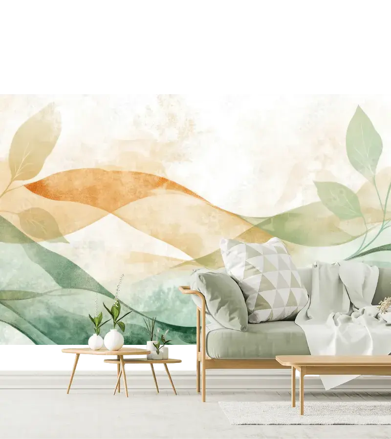 Mural Ondas Botánicas Amanecer – Vinil, Tapiz Liso o Texturizado