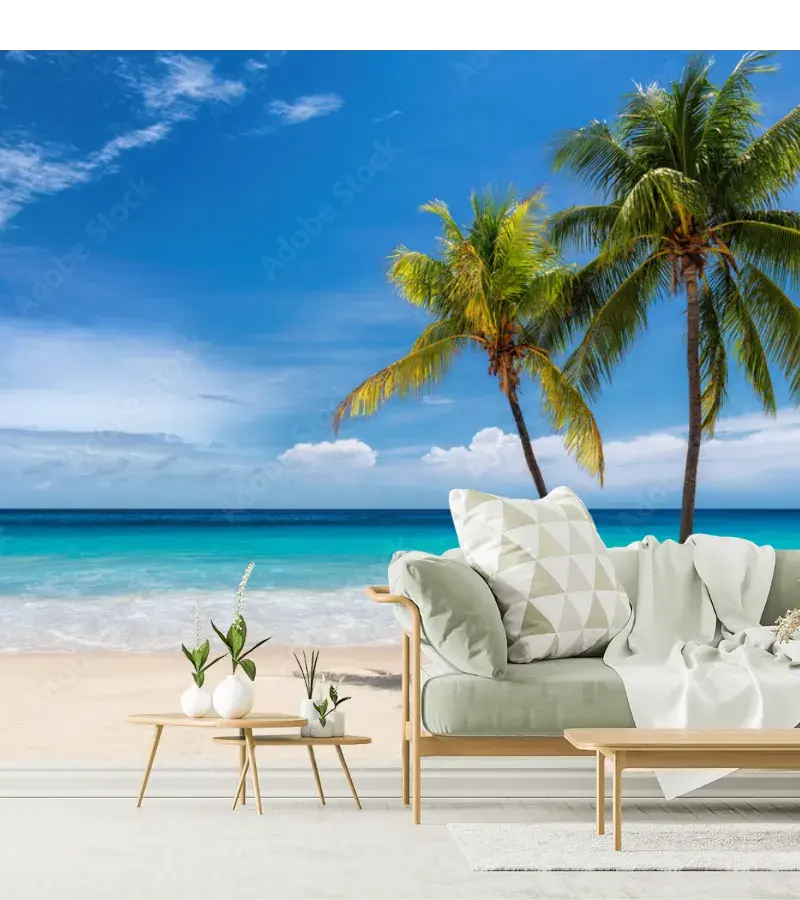 Mural Paraíso Caribeño – Fotomural de playa en Vinil Arquitectónico o Papel Tapiz