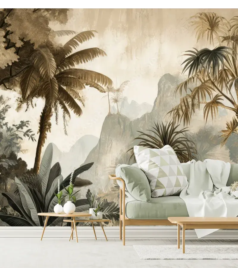 Mural Bosque Tropical Encantado Vinil Arquitectónico, fotomural decorativo