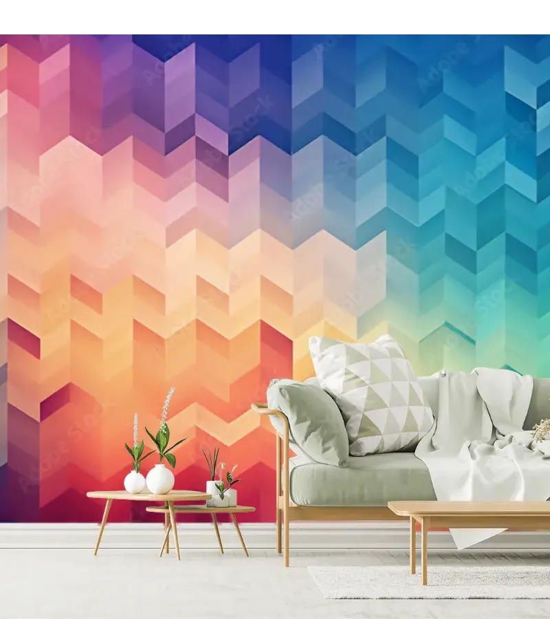 Mural Prisma Aurora para decoración de sala, vinil arquitectónico y papeles tapiz