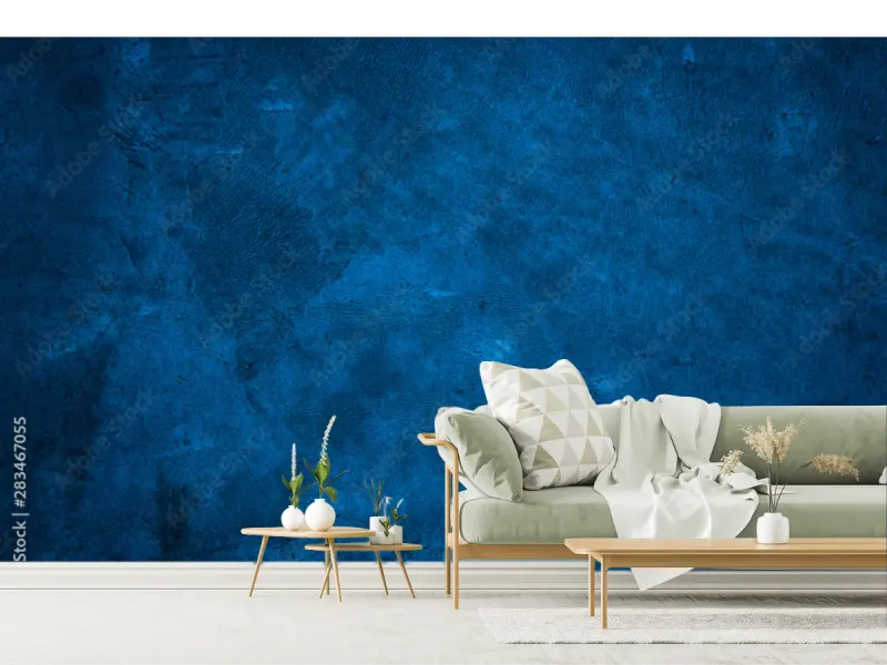 Mural Azul Intenso Modelo Cobalto En Vinil o Papel Tapiz Decorativo