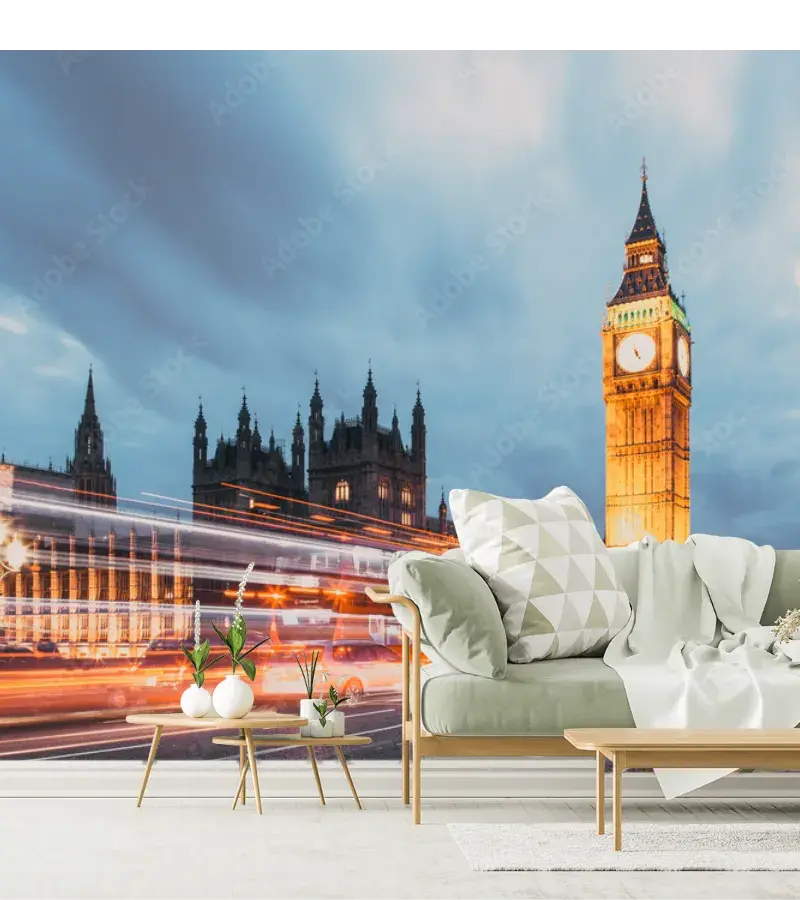 Mural Londres Nocturno Big Ben – Fotomural para sala en Vinil Arquitectónico