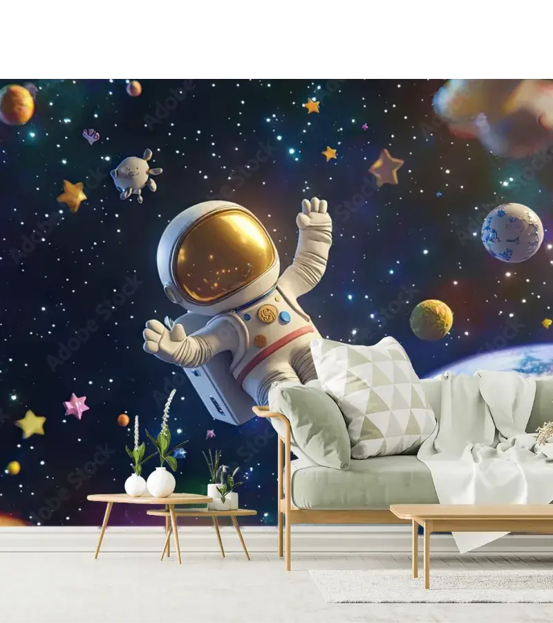 Mural Espacial Infantil Astronauta & Estrellas para pared - Vinil, Tapiz, Contract