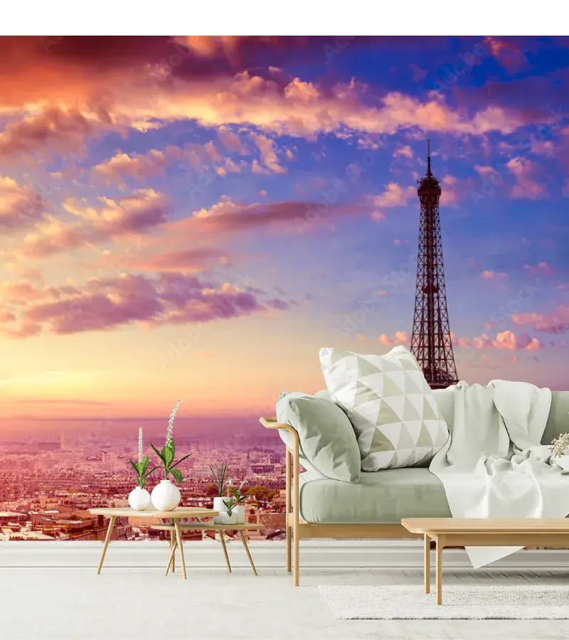 Mural París Sueños al Atardecer en Vinil, Papel Tapiz o Contract