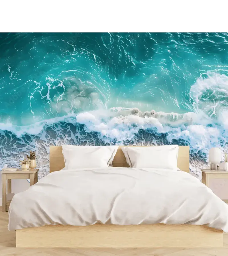 Mural Ola Brisa Turquesa para sala o recámara, fotomural decorativo personalizado