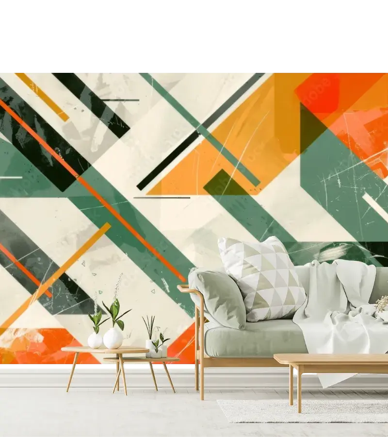 Mural Geométrico Prisma Urbano personalizado en vinil y papel tapiz