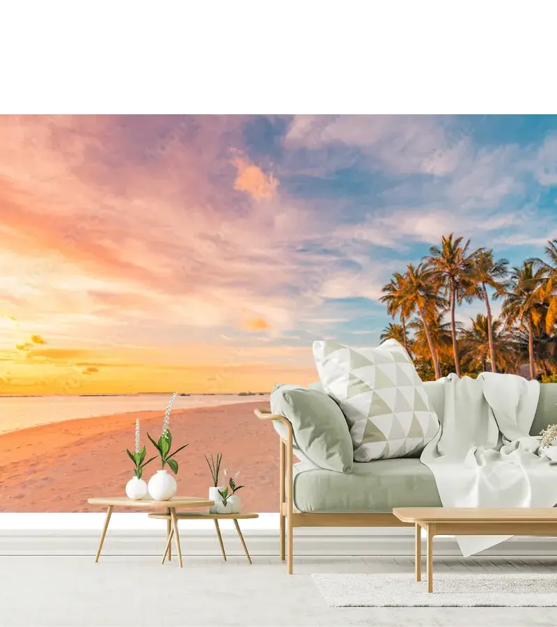 Mural Amanecer Tropical en Playa - Fotomural decorativo vinil arquitectónico