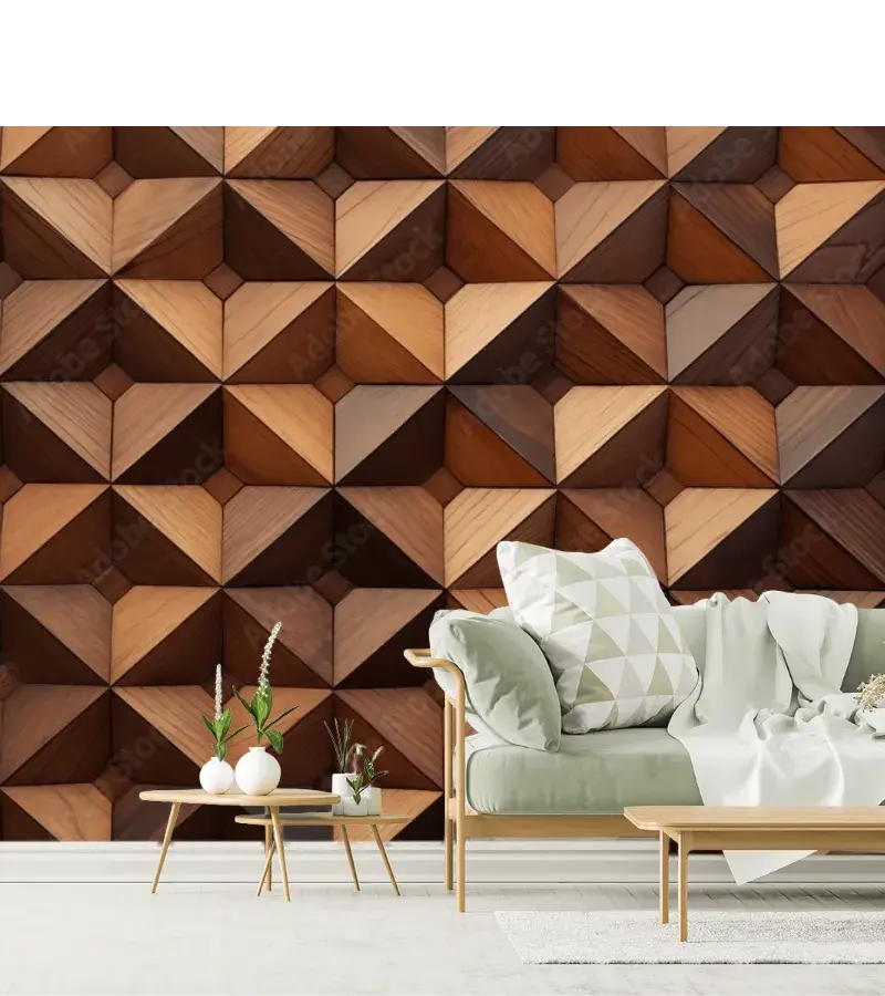 Mural Ébano Geométrico 3D personalizable - Vinil, Tapiz y más
