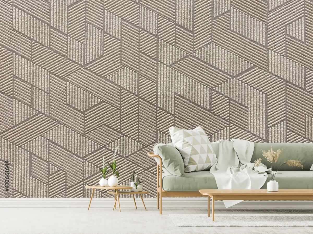 Mural Trama Geométrica Moderna en Vinil Arquitectónico o Papel Tapiz Decorativo