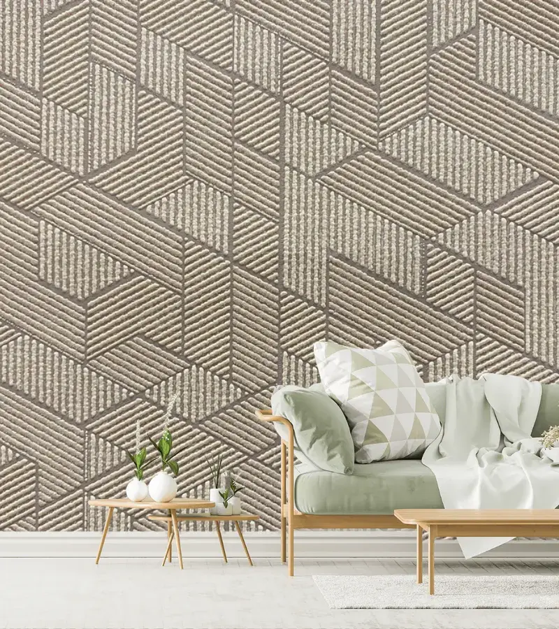 Mural Trama Geométrica Moderna en Vinil Arquitectónico o Papel Tapiz Decorativo