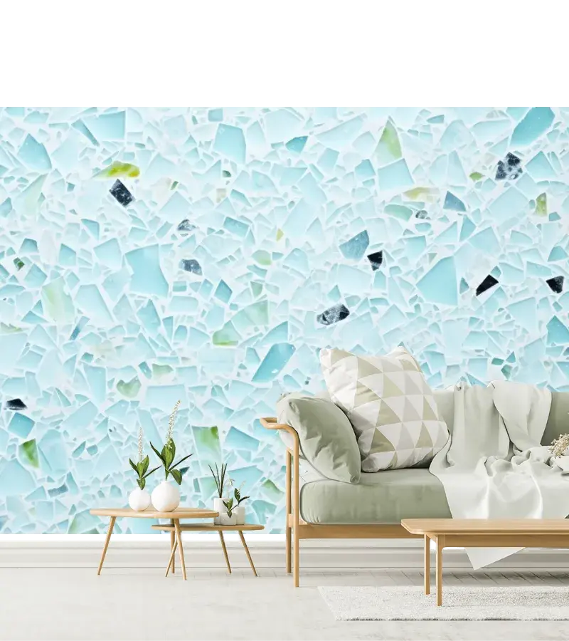 Mural Cristal Azul Fragmentado para decoración de pared