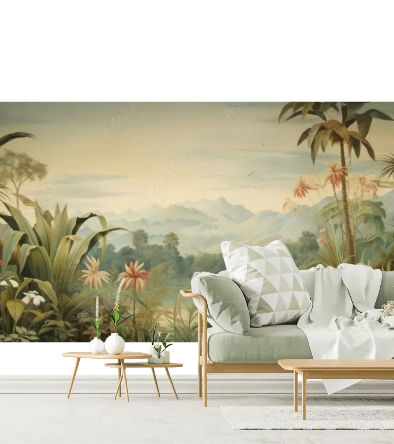 Mural Oasis Tropical - Fotomural Decorativo para Sala en Vinil o Tapiz