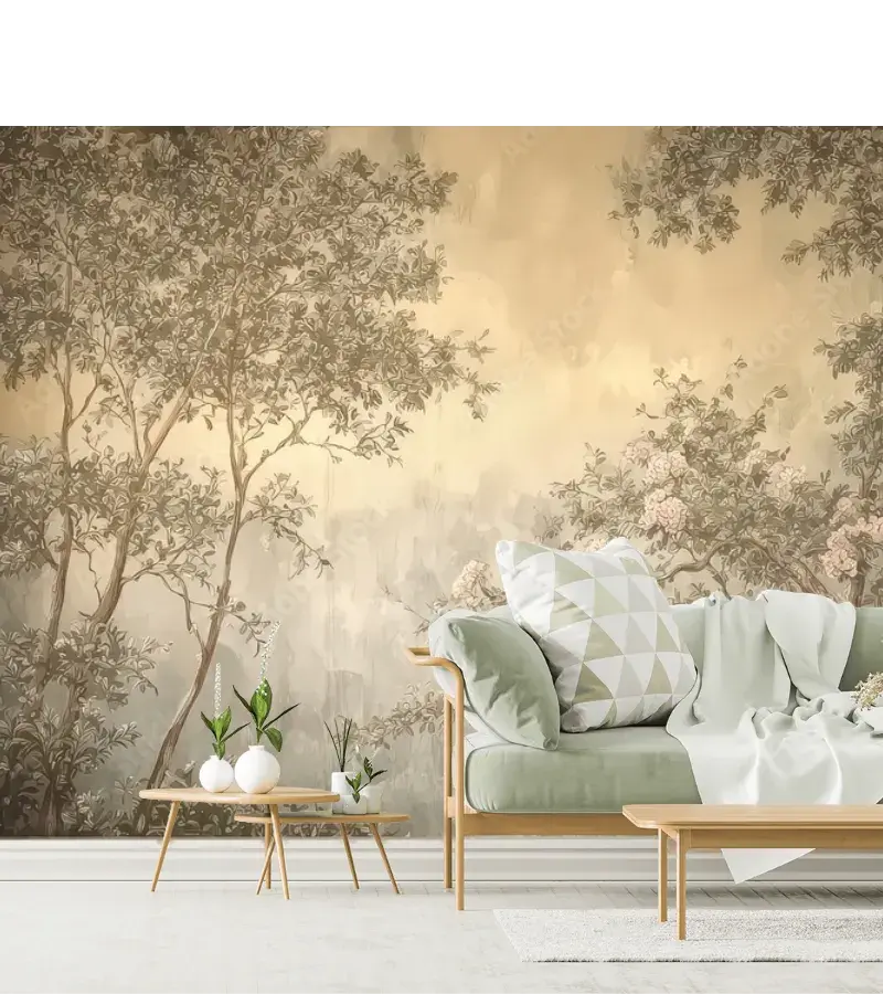 Mural Áurea Forest Vinil Arquitectónico para Decoración de Sala