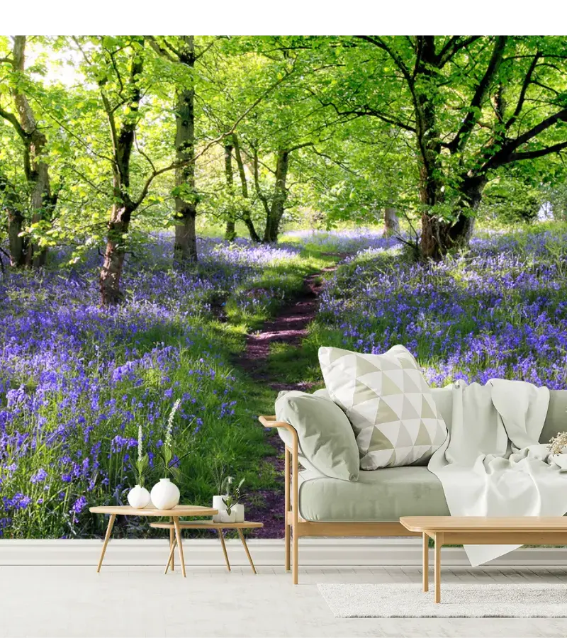 Mural Bosque Azulado en Primavera – Fotomural decorativo personalizable