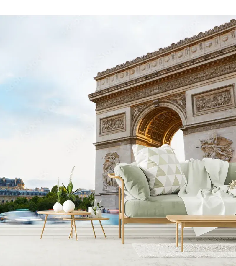 Mural Arco París Nocturno – Fotomural Decorativo en Vinil o Tapiz
