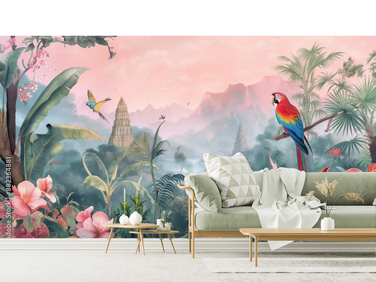 Mural Paraíso Tropical Mistico Vinil Arquitectónico, Papel Tapiz y Más