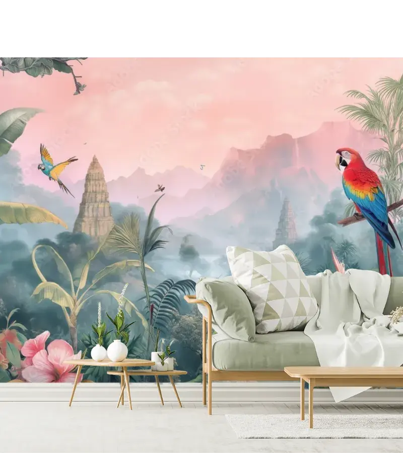 Mural Paraíso Tropical Mistico Vinil Arquitectónico, Papel Tapiz y Más