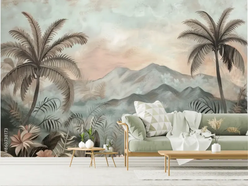 Mural Tropical Aurora - Fotomural de Montañas en Vinil Arquitectónico o Papel Tapiz